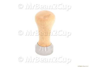 Picture of Stainless Steel Coffee Tamper Base with Natural Wooden Handle (complete) 41 mm