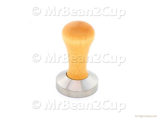 Picture of Stainless Steel Tamper Base with Natural Wooden Handle (complete) 58mm