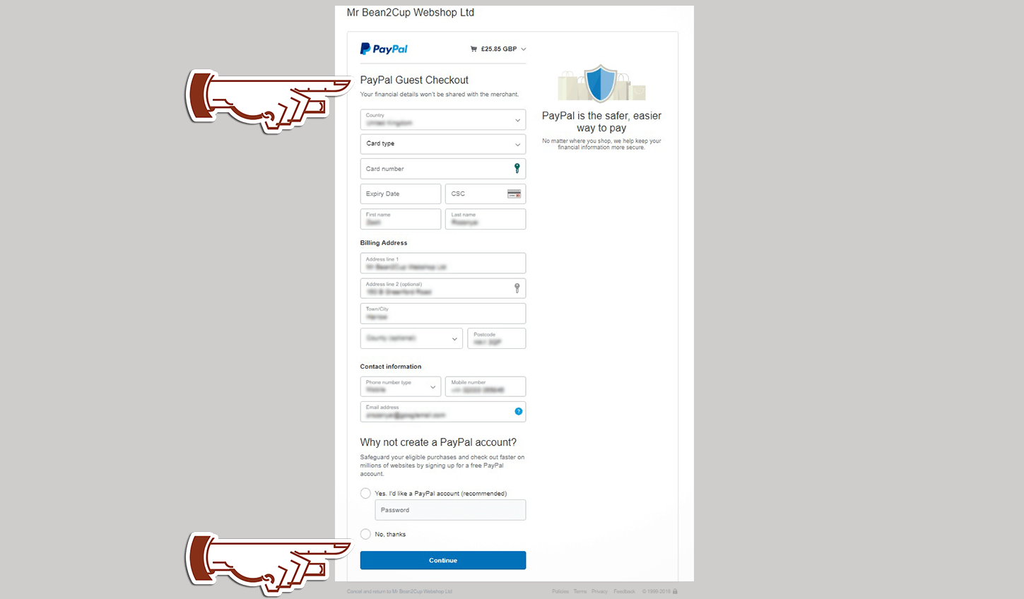 Sagepay - enter card details