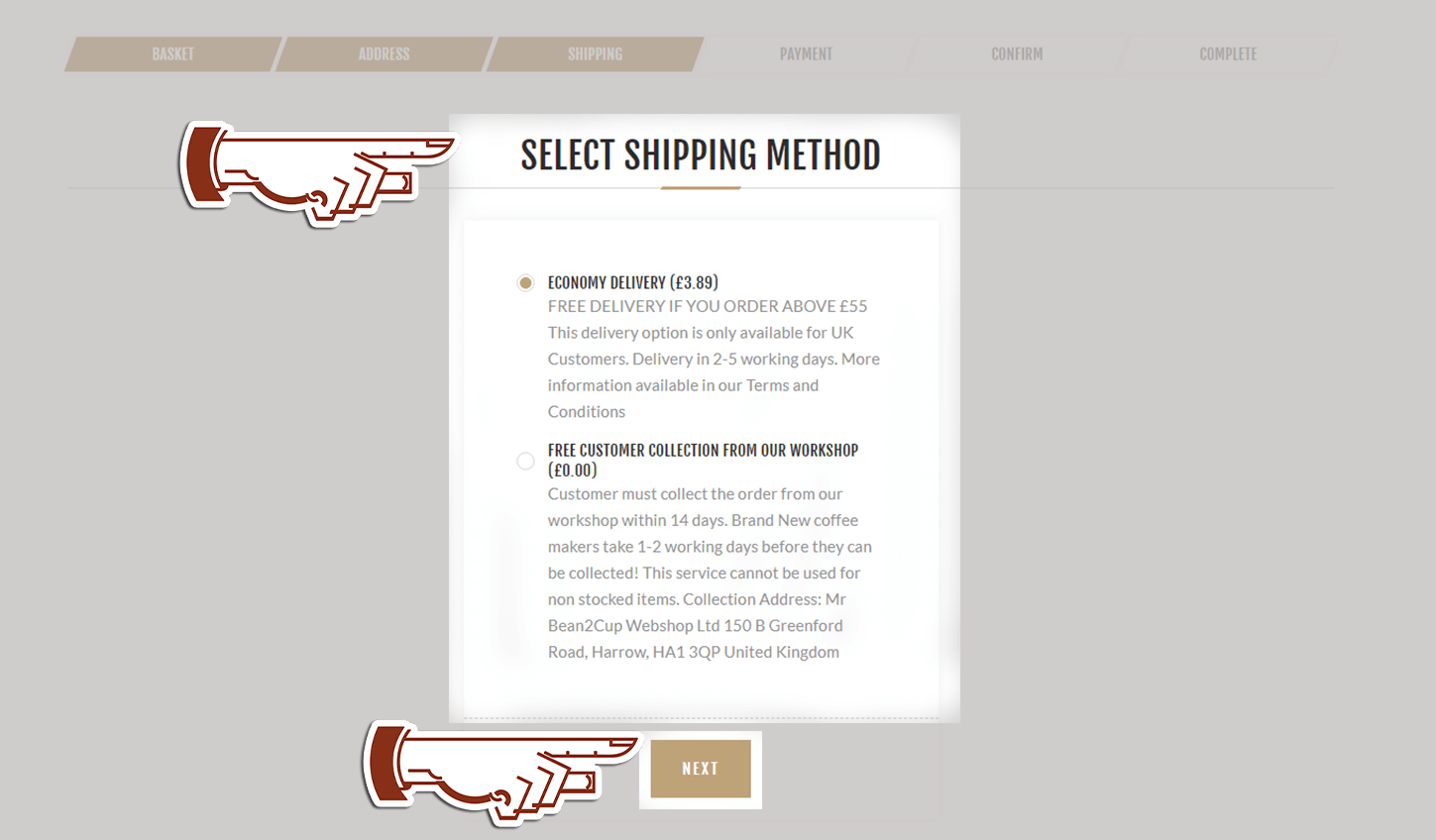 Select Shipping Method