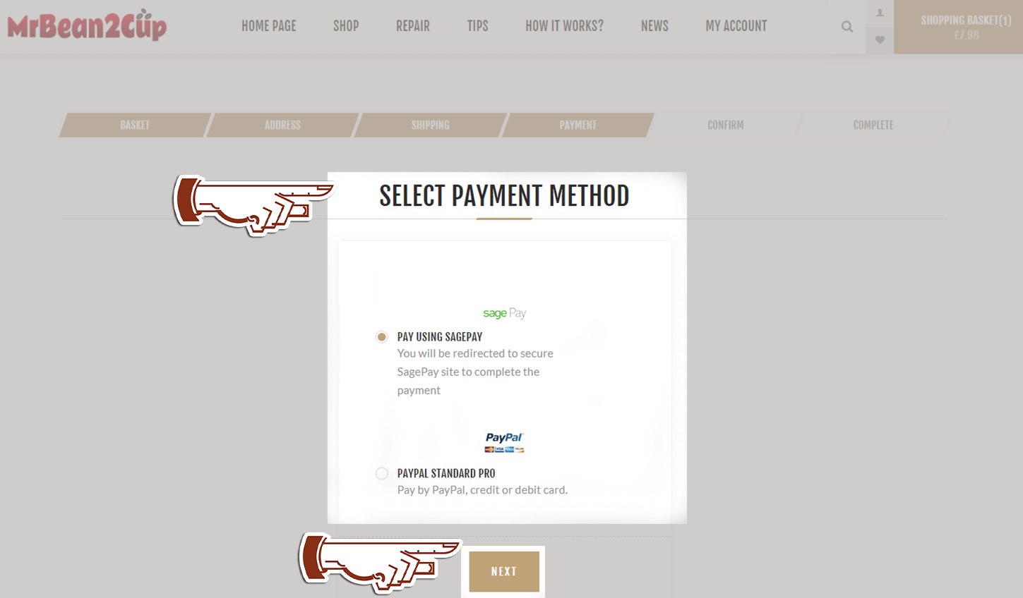 Select payment method