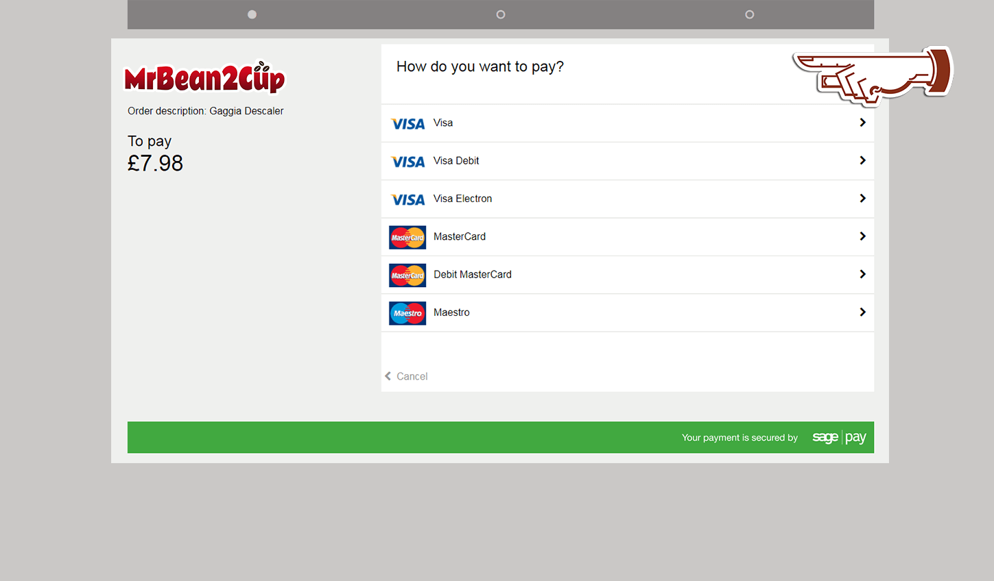 Sagepay - select your card type